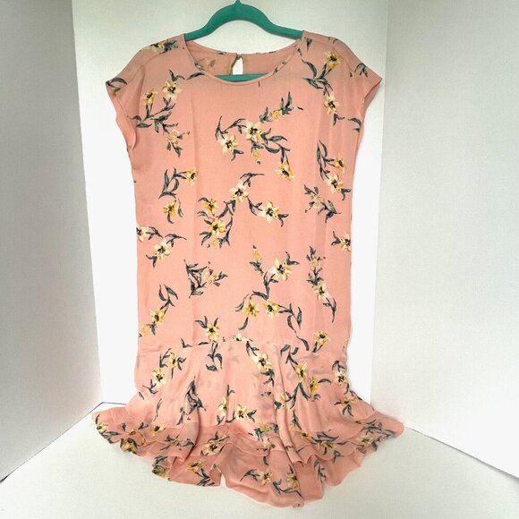 Joie Coreen Silk Floral Dress XS Pink Blush High Low Tiered Ruffle Flounce Hem - Picture 3 of 9